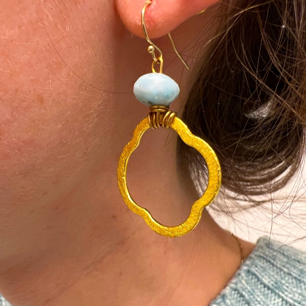 Hazen and Co gold and blue earrings